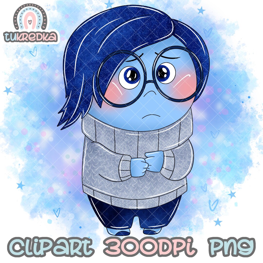 Inside Out Sadness Clip Art PNG, Hand Drawn Cartoon Clipart Sublimation ...