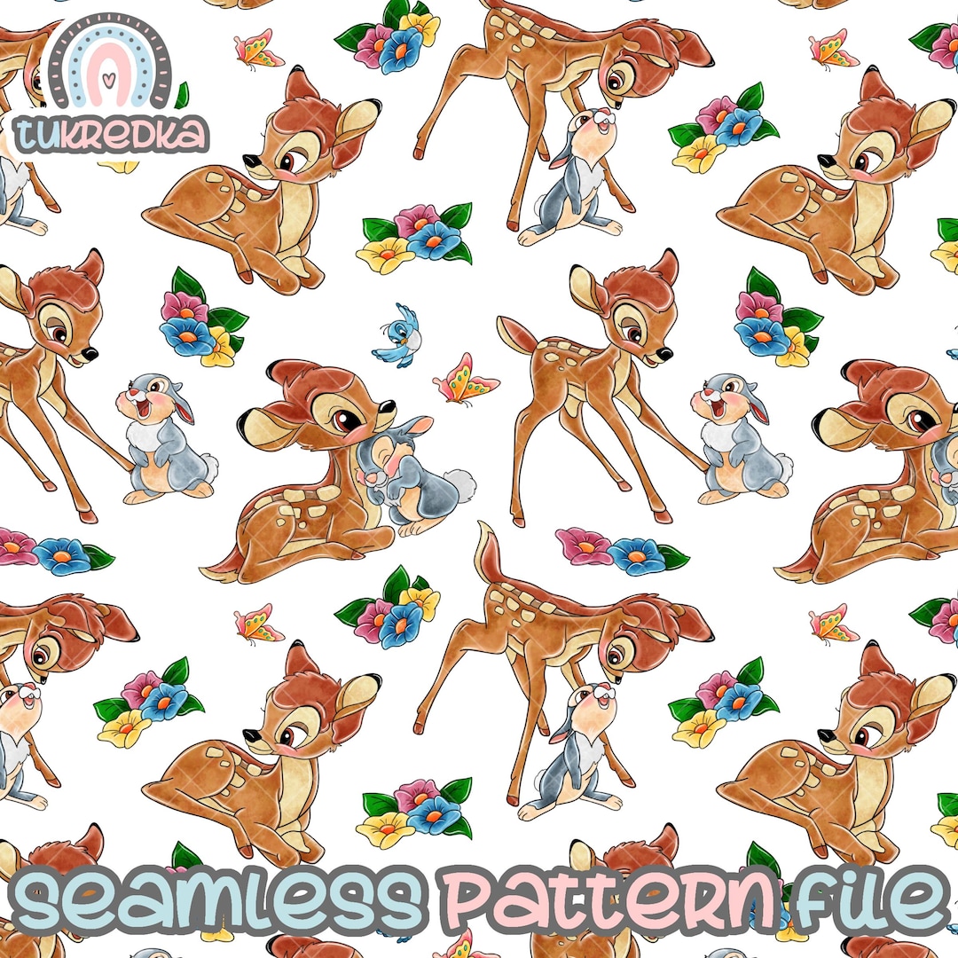 Bambi Thumper Seamless Pattern, Digital Paper Background Download JPG ...