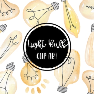 Ampoule Clip art Aquarelle peinte à la main Digital Clipart Light Lighting Cards Hollyday Télécharger Utilisation commerciale gratuite PNG