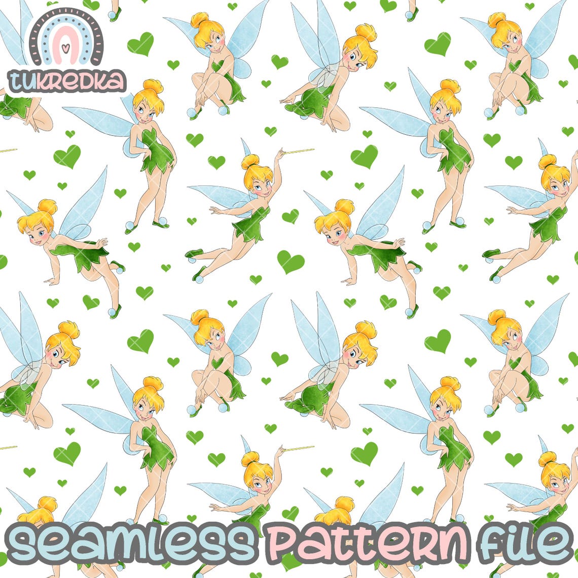 Tinkerbell Seamless Pattern, Digital Paper Background Download JPG - Etsy