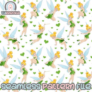 Tinkerbell Seamless Pattern, Digital Paper Background Download JPG