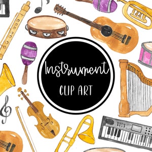 Instrumento Música Notas Clip art Acuarela Pintado a mano Digital Clipart Musical Música Notas Tarjetas Descargar Uso Comercial Gratuito PNG