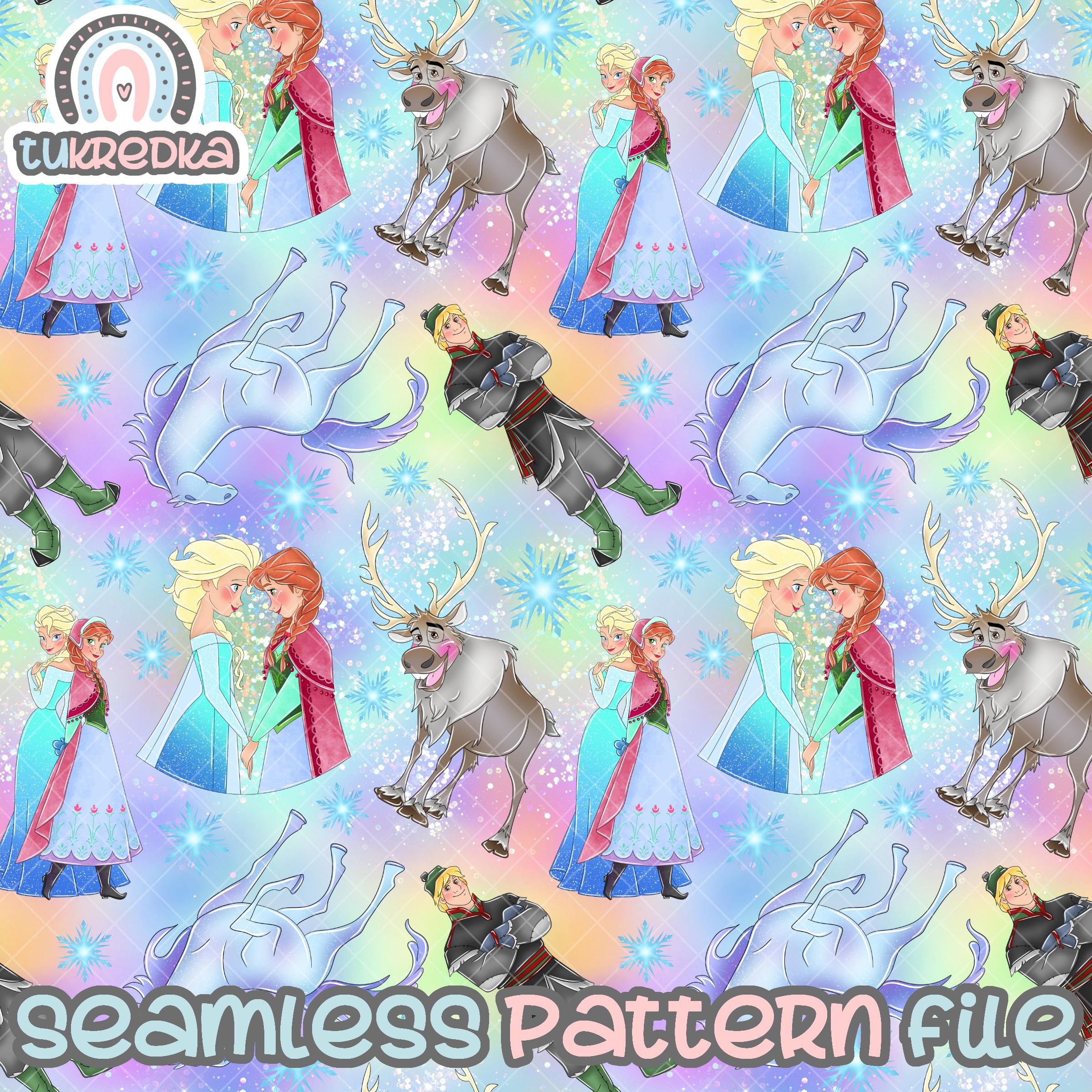 Elsa and Anna Olaf Frozen Seamless Pattern, Digital Paper Background ...