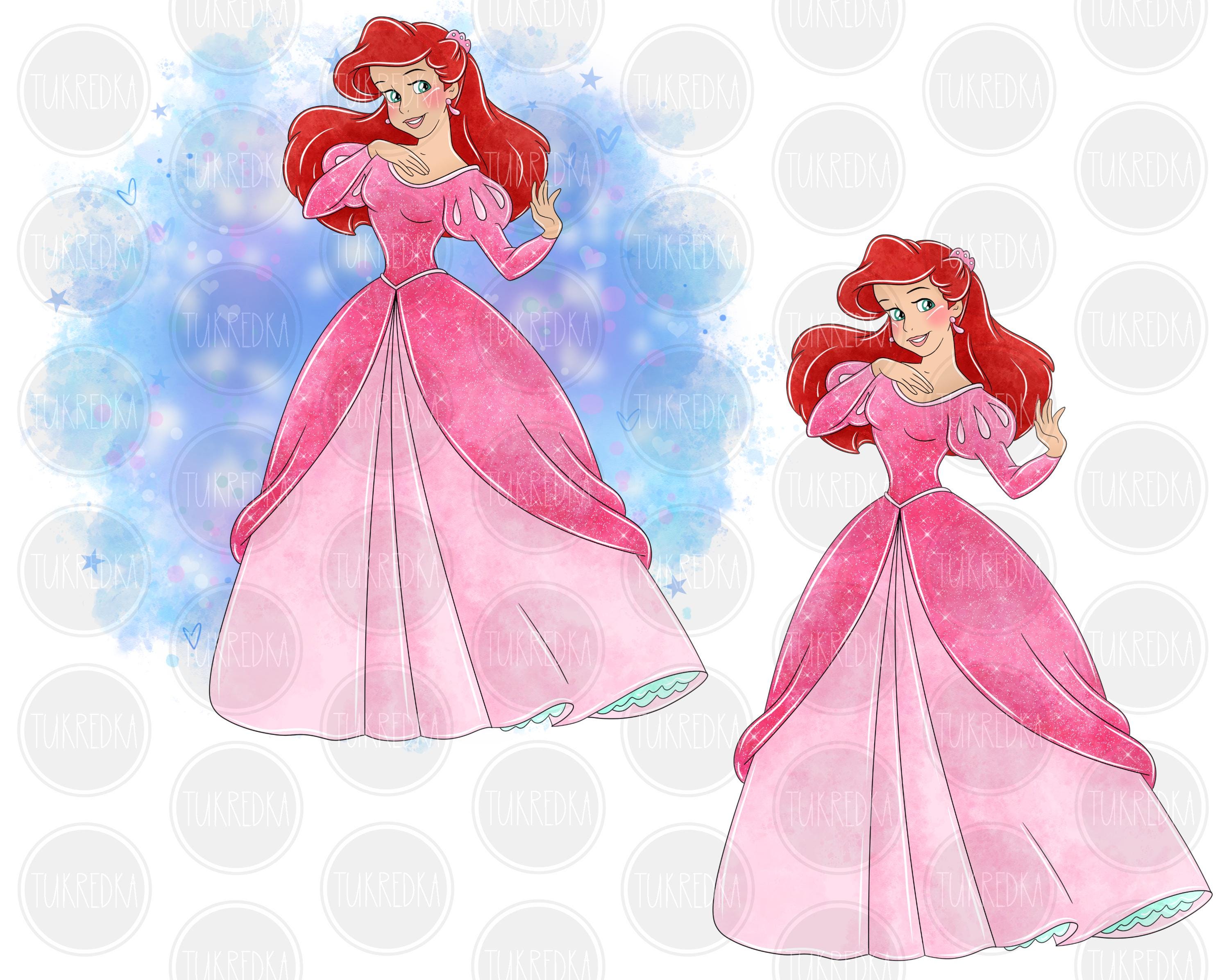 ariel pink dress clipart Princess Ariel Clip Art, the Little Mermaid PNG Clip Art, Cartoon Sublimation Pngcartoon Art for Scrapbooking & Crafts