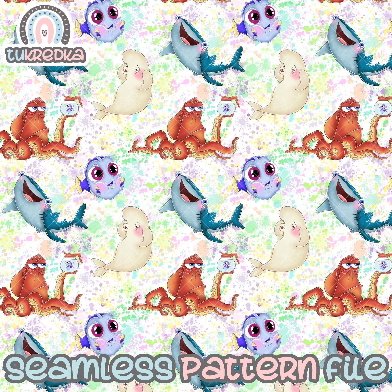 Finding Nemo Dory Seamless Pattern, Digital Paper Background Download ...