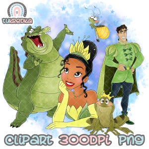 Prinzessin Tiana ClipArt, Prinzessin und der Frosch PNG ClipArt, Cartoon Sublimation PNG