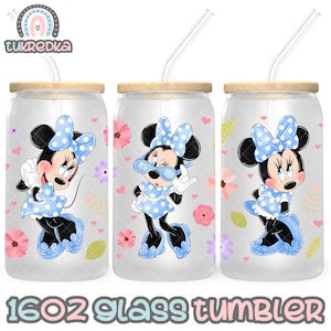Minnie Mouse Cup PNG File DIGITAL DOWNLOAD 16oz Glass Tumbler Design, 16oz Libby Cup Wrap