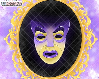 Magic Mirror Evil Queen Princess Snow White And The Seven Dwarfs Clip art PNG, Cartoon Clipart Sublimation PNG Digital Download