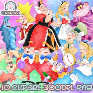 Set of Alice In Wonderland Clip art PNG, Cartoon Sublimation PNG Clipart, Cartoon Sublimation PNG