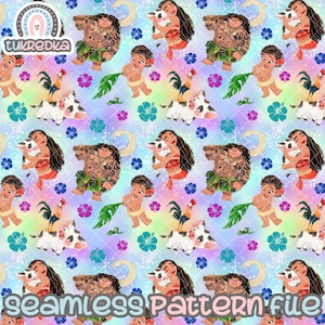 Prinses Moana naadloos patroon, digitale papieren achtergrond downloaden JPG