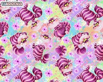 Alice In Wonderland The Cheshire Cat Seamless Pattern, Digital Paper Background Download JPG