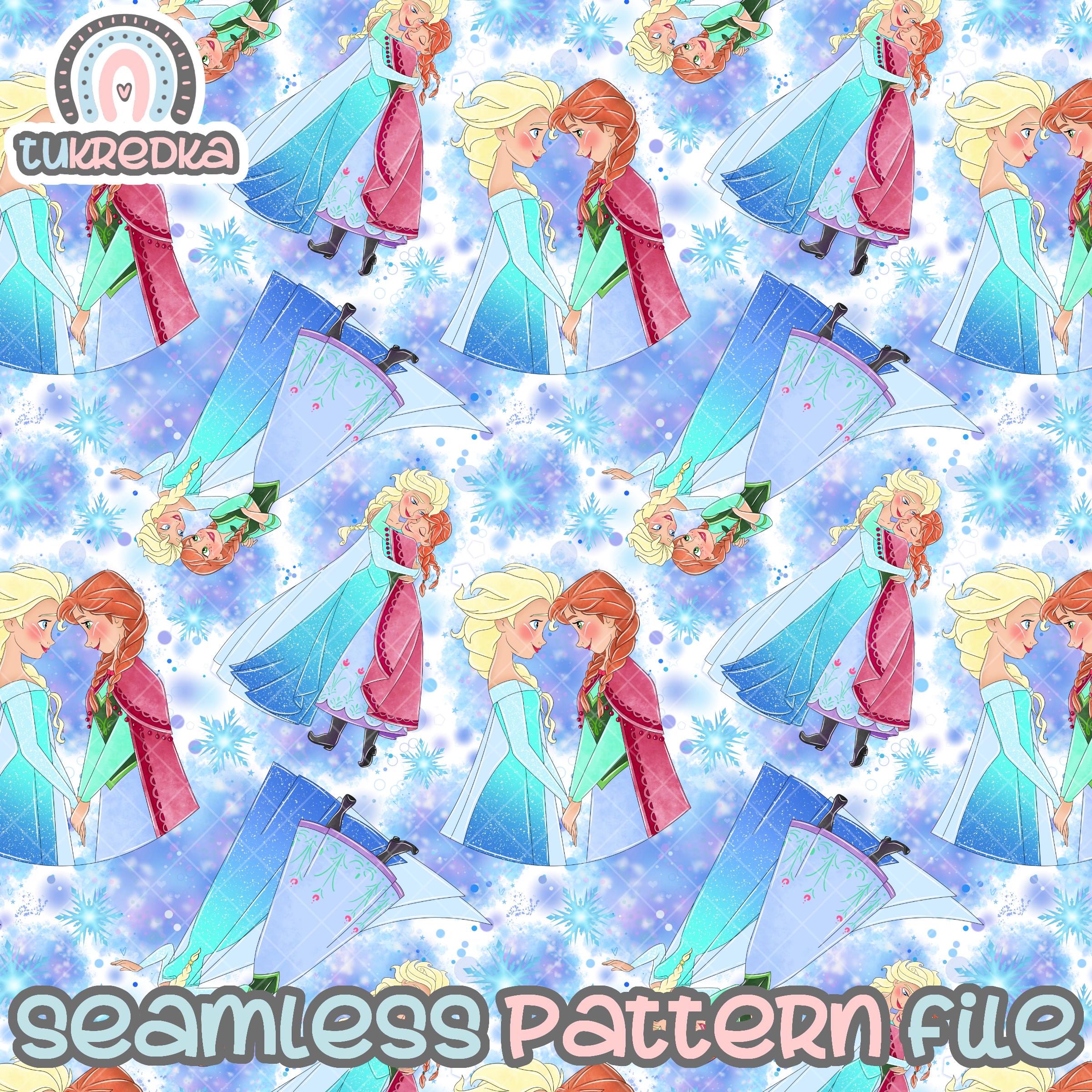 Elsa and Anna Olaf Frozen Seamless Pattern, Digital Paper Background ...