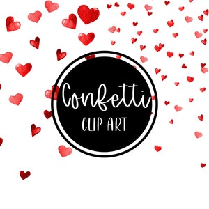Herz-ClipArt-Grafik, Aquarell, handgemalt, digitale Clipart, Konfetti-Bordüren, Valentinstagskarten, kostenlose kommerzielle Nutzung im PNG-Format herunterladen