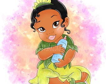 Baby Toddler Princess Tiana Clip art, Princess and the Frog PNG Clip art, Cartoon Sublimation PNG