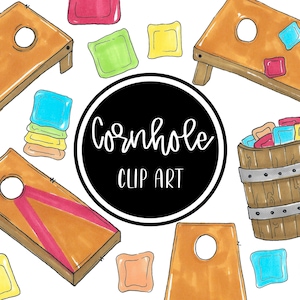 Cornhole Clip Art Acuarela Pintado a mano Digital Clipart Cornholing Backyard Game Bean Bag Tarjetas deportivas Descargar uso comercial gratuito PNG