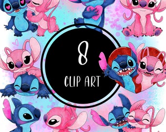 Stitch Angel Cute Clip art PNG, Cartoon Clipart Sublimation PNG