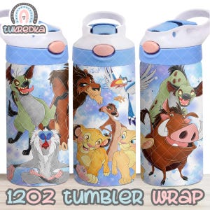 Archivo PNG de taza de Simba del Rey León DESCARGA DIGITAL Diseño de vaso de 12 oz, envoltura de taza con tapa abatible de 12 oz