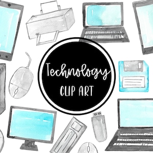 Technology Clip art Watercolor Handpainted Digital Clipart Computer Learning Download Free Commercial Use PNG