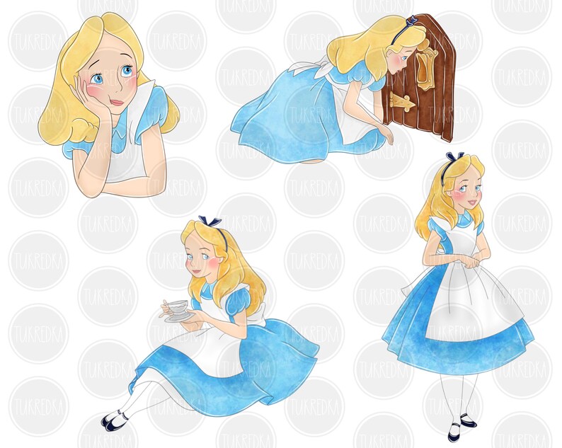 Set of Alice in Wonderland Clip Art PNG, Cartoon Sublimation PNG ...