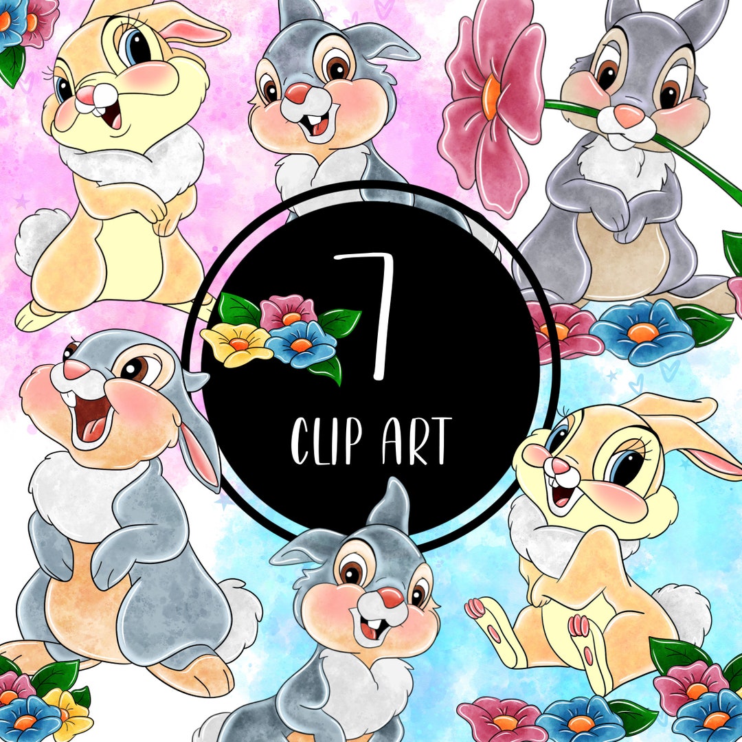 Bambi Thumper Rabbit Cute Clip Art PNG, Cartoon Clipart Sublimation PNG ...