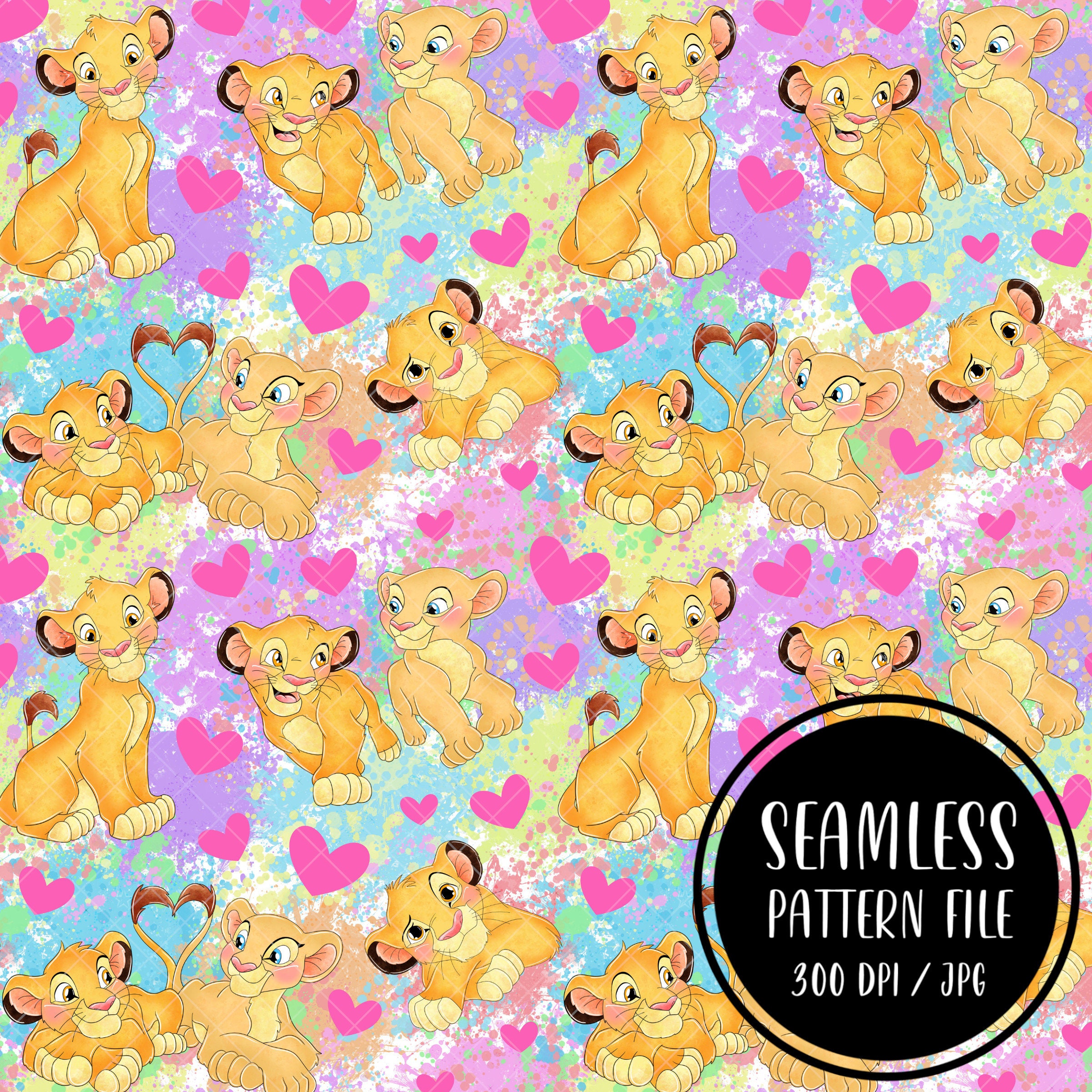 The Lion King Simba Seamless Pattern, Digital Paper Background Download ...