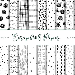 Digitale papier Doodle zwart-wit digitale Handn Draw Scrapbook papier achtergrondkaarten Download gratis commercieel gebruik PNG
