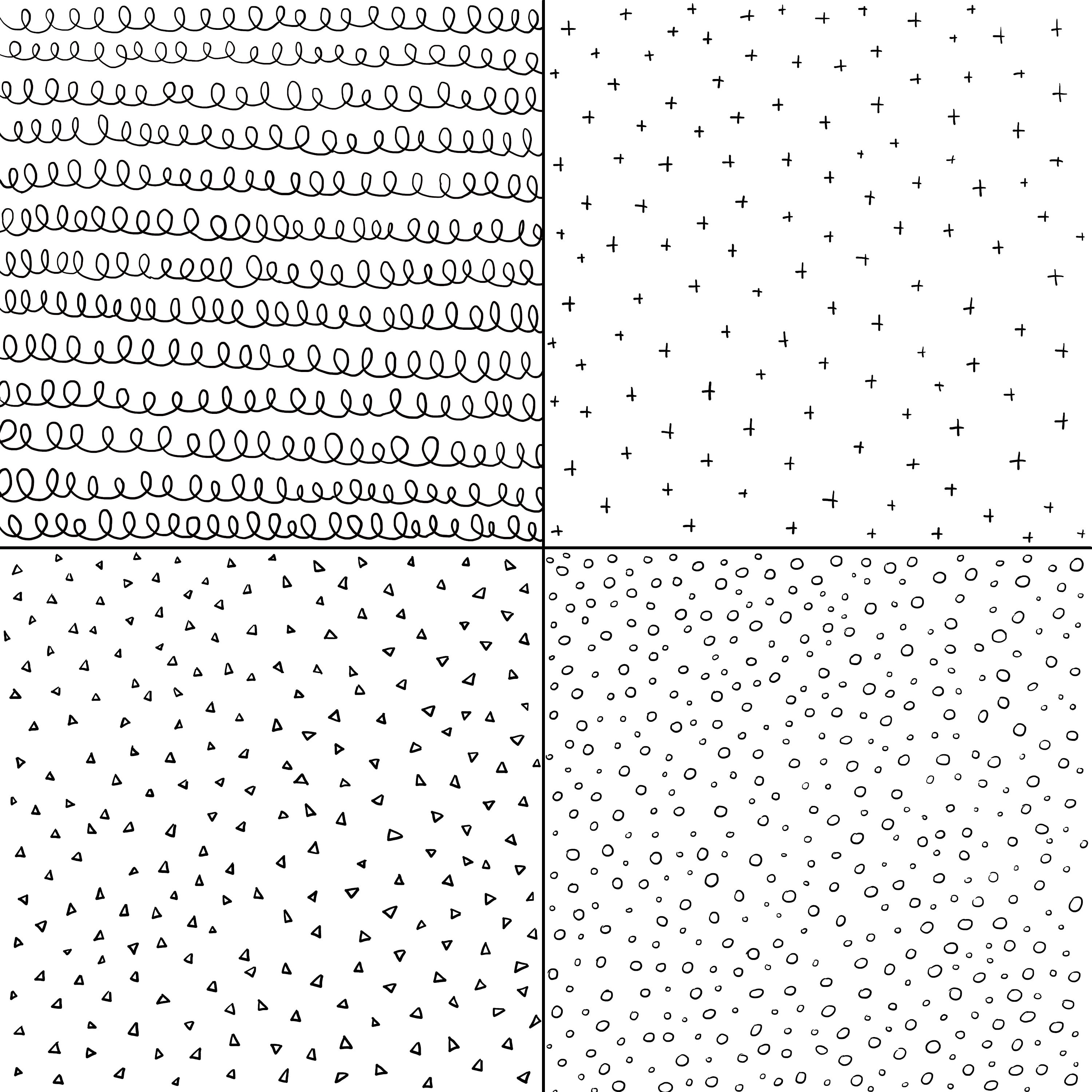 24 Sheets Black White Doodle Pattern Paper - 12x12 Inch Scrapbook Cardstock