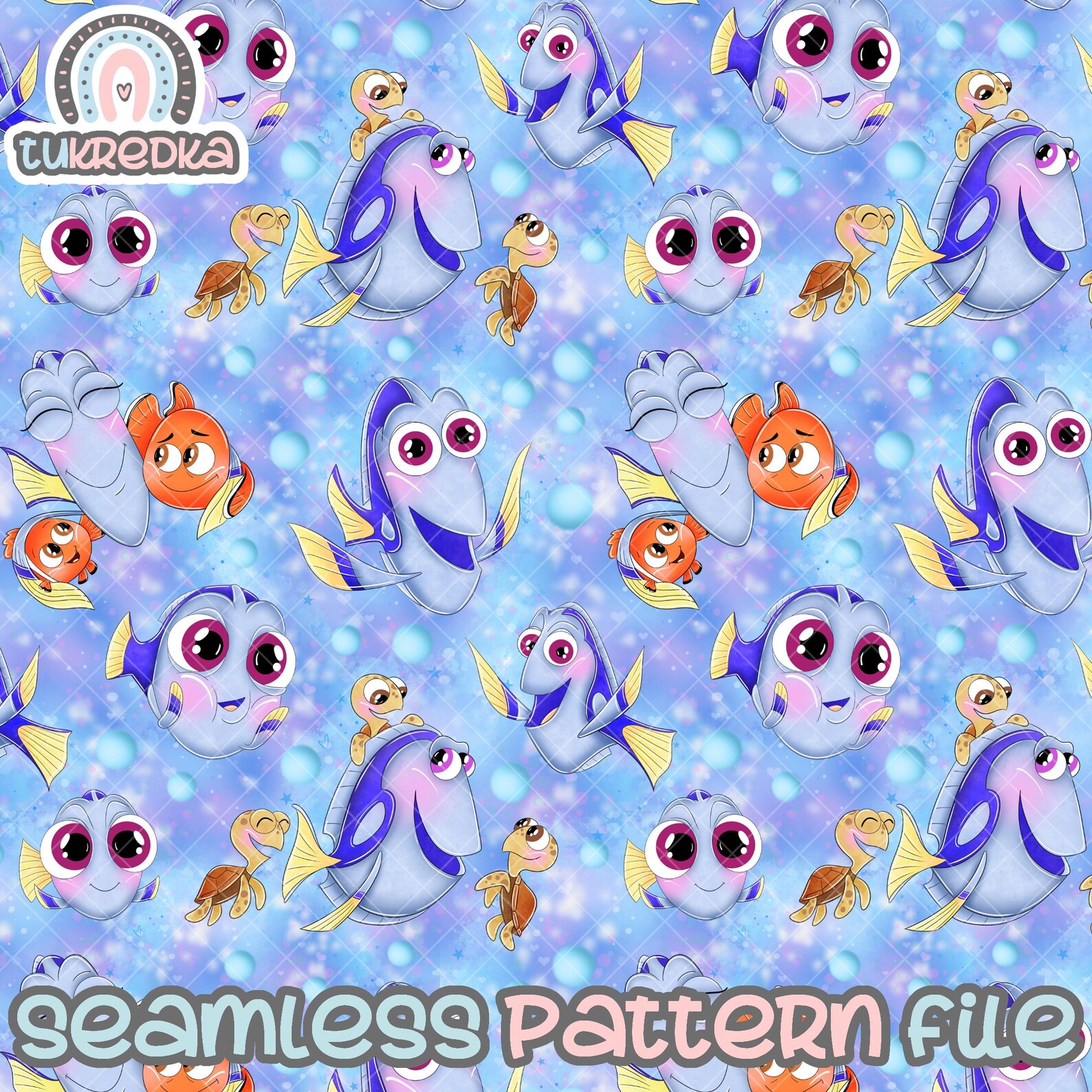 Finding Nemo Dory Seamless Pattern, Digital Paper Background Download ...