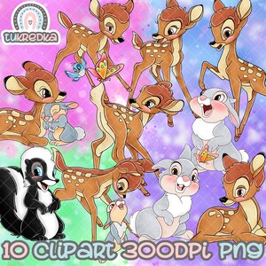 Set di Bambi e Thumper Rabbit Carino Clip art PNG, Cartoon Clipart Sublimazione PNG