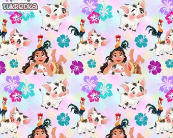 Prinzessin Moana Nahtloses Muster, Digitaler Papierhintergrund Download JPG