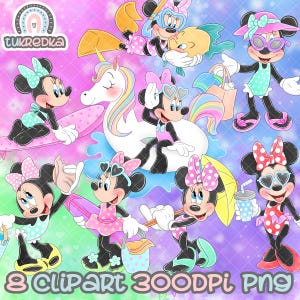 Set of Minnie Mouse Summer Clipart, PNG Clip art, Mickey Mouse and Friends Cartoon Sublimation PNG