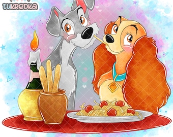 Lady And The Tramp Clip art PNG, Cartoon Sublimation PNG Clipart, Cartoon Sublimation PNG Cartoon Art for Scrapbooking & Crafts
