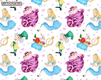 Alice In Wonderland The Cheshire Cat Seamless Pattern, Digital Paper Background Download JPG
