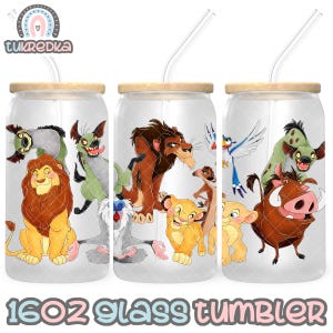Lion King Simba Cup PNG-bestand DIGITALE DOWNLOAD 16oz glazen bekerontwerp, 16oz Libby Cup Wrap