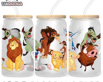 Lion King Simba Cup PNG File DIGITAL DOWNLOAD 16oz Glass Tumbler Design, 16oz Libby Cup Wrap
