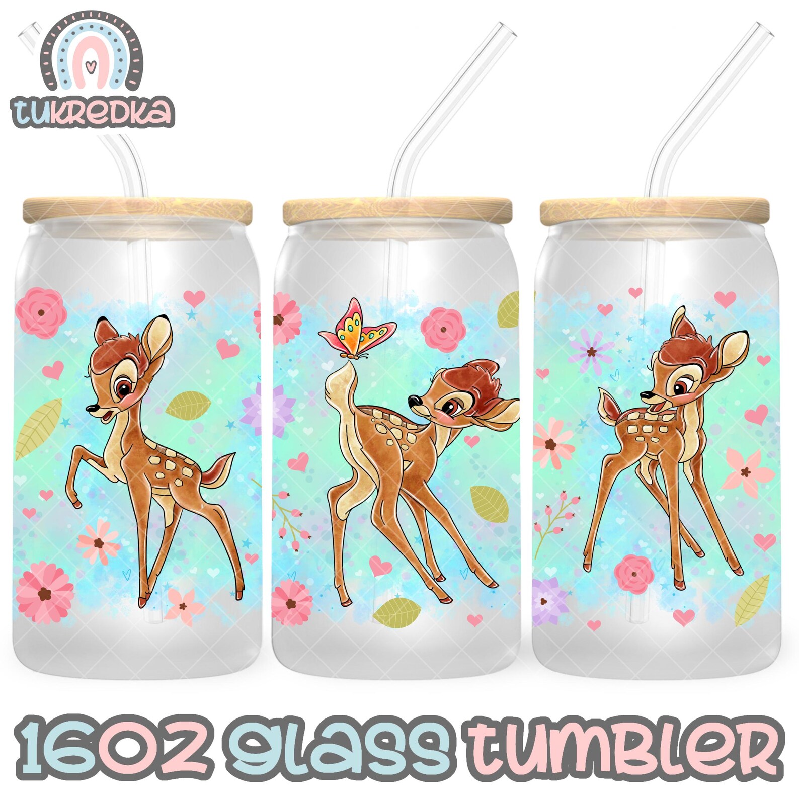 Bambi Cup PNG File DIGITAL DOWNLOAD 16oz Glass Tumbler Design, 16oz ...