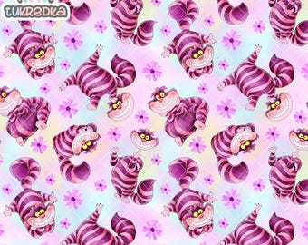 Alice In Wonderland The Cheshire Cat Seamless Pattern, Digital Paper Background Download JPG