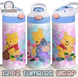 Archivo PNG de taza de Winnie The Pooh DESCARGA DIGITAL Diseño de vaso de 12 oz, envoltura de taza con tapa abatible de 12 oz
