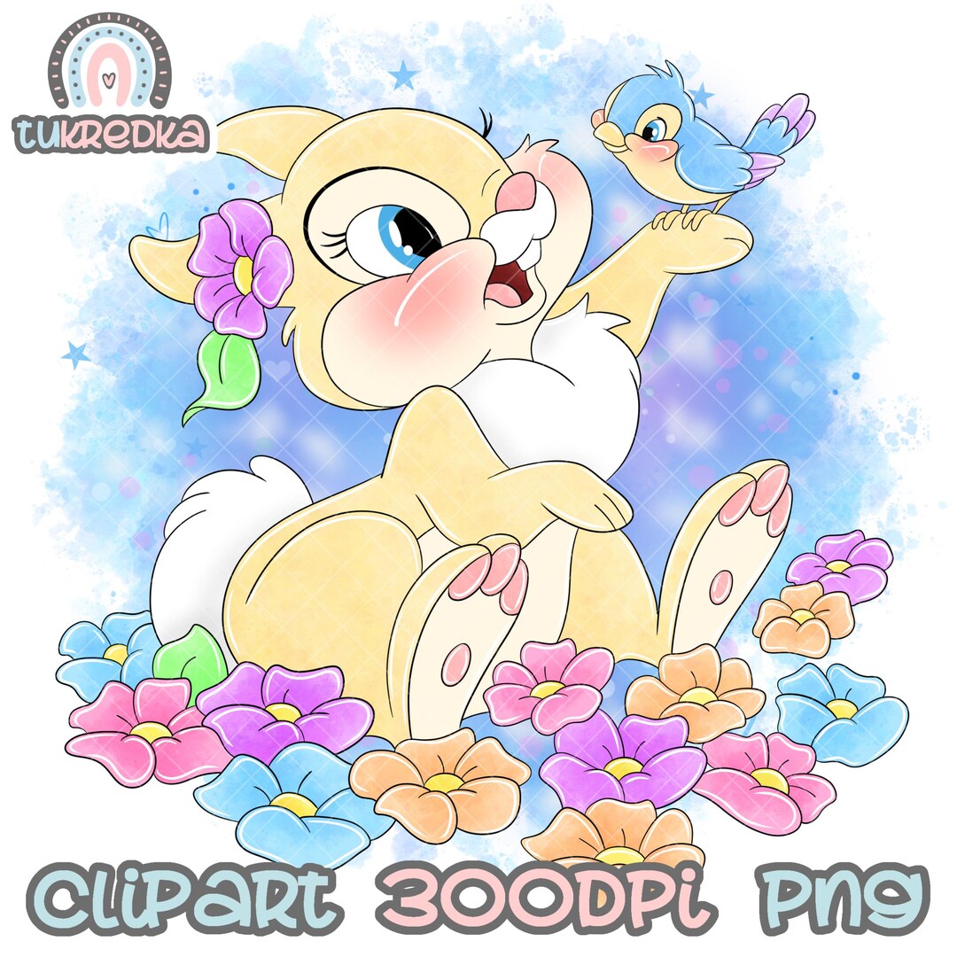 Bambi Rabbit Cute Clip Art PNG, Cartoon Bambi Clipart Sublimation PNG ...