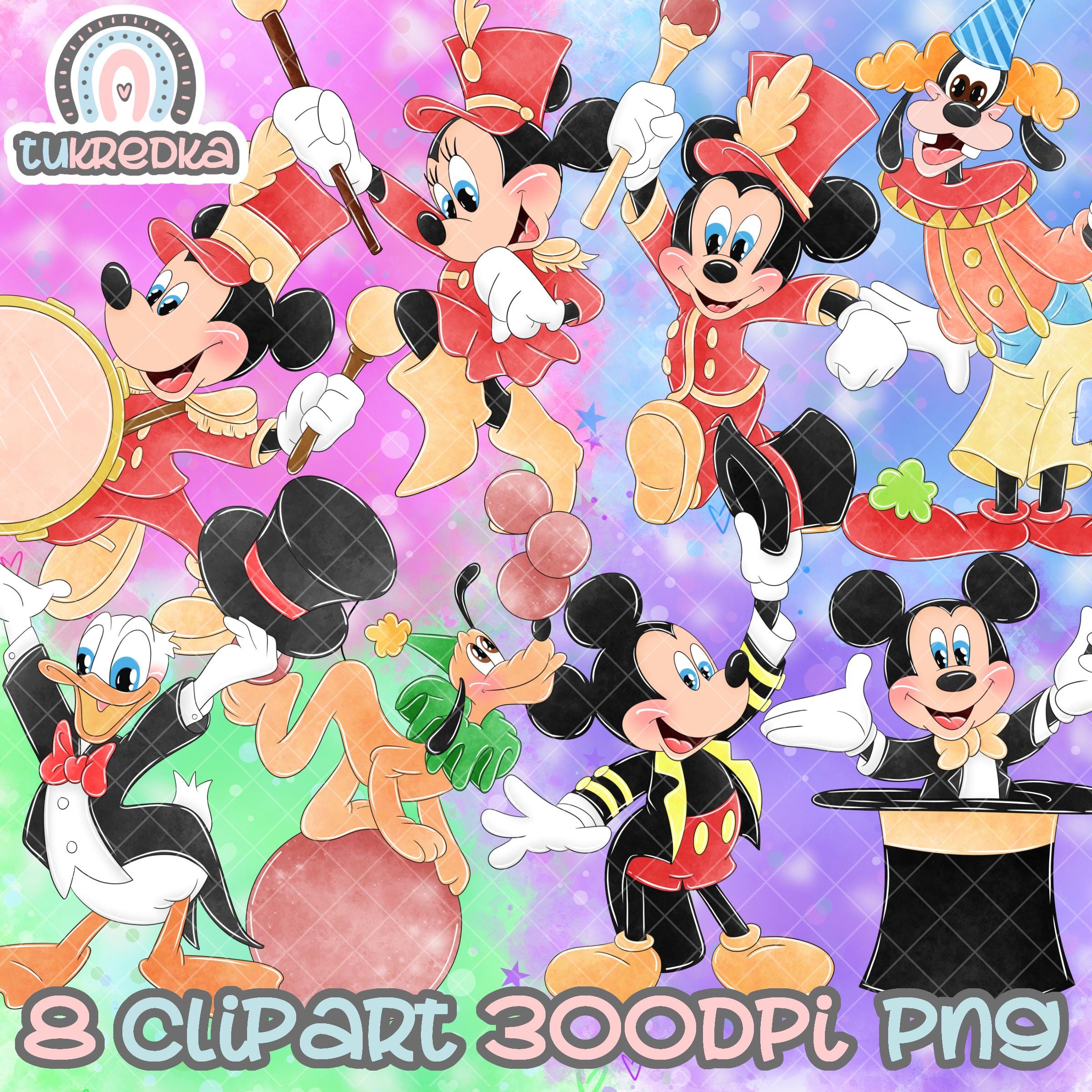 Set of Mickey Mouse Circus Clipart, PNG Clip Art, Mickey, Minnie