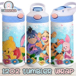 Archivo PNG de taza de Winnie The Pooh DESCARGA DIGITAL Diseño de vaso de 12 oz, envoltura de taza con tapa abatible de 12 oz