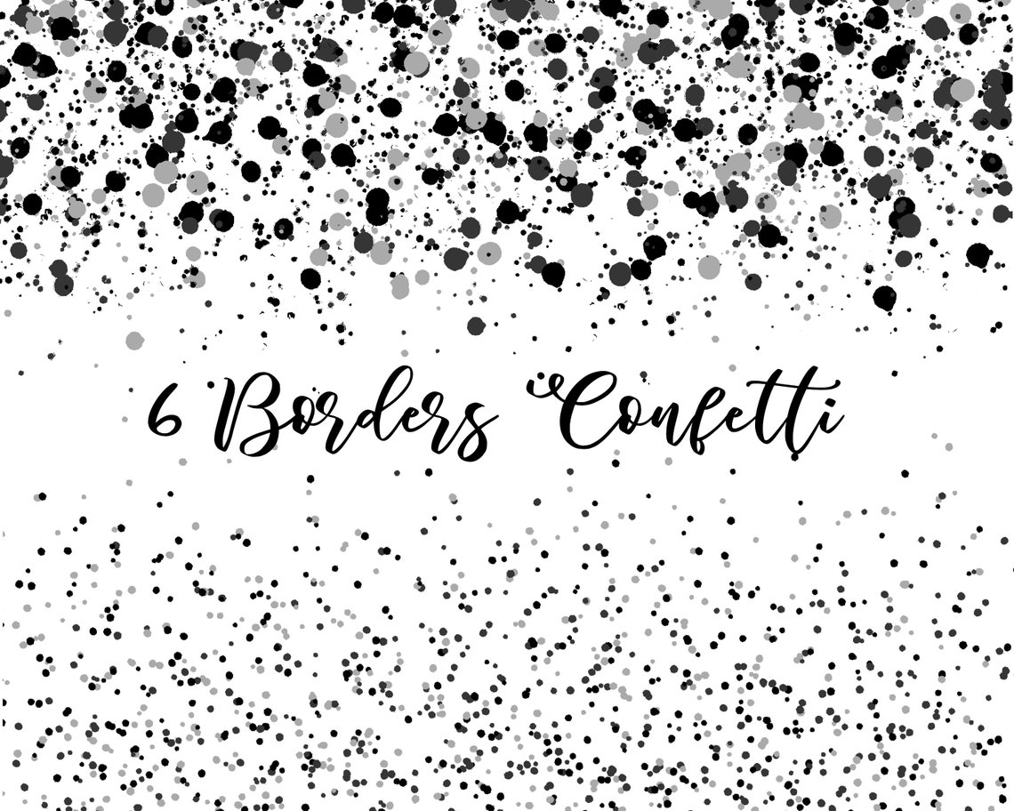 Digital Confetti Black Border Confetti Clipart Confetti Etsy