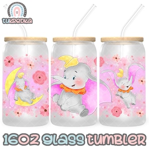 Dumbo Cup PNG File DIGITAL DOWNLOAD 16oz Glass Tumbler Design, 16oz Libby Cup Wrap