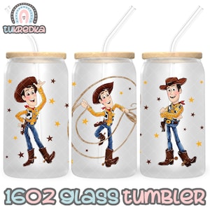 Fichier PNG de la tasse Woody de Toy Story TÉLÉCHARGEMENT NUMÉRIQUE Conception de gobelet en verre de 16 oz, emballage de tasse Libby de 16 oz