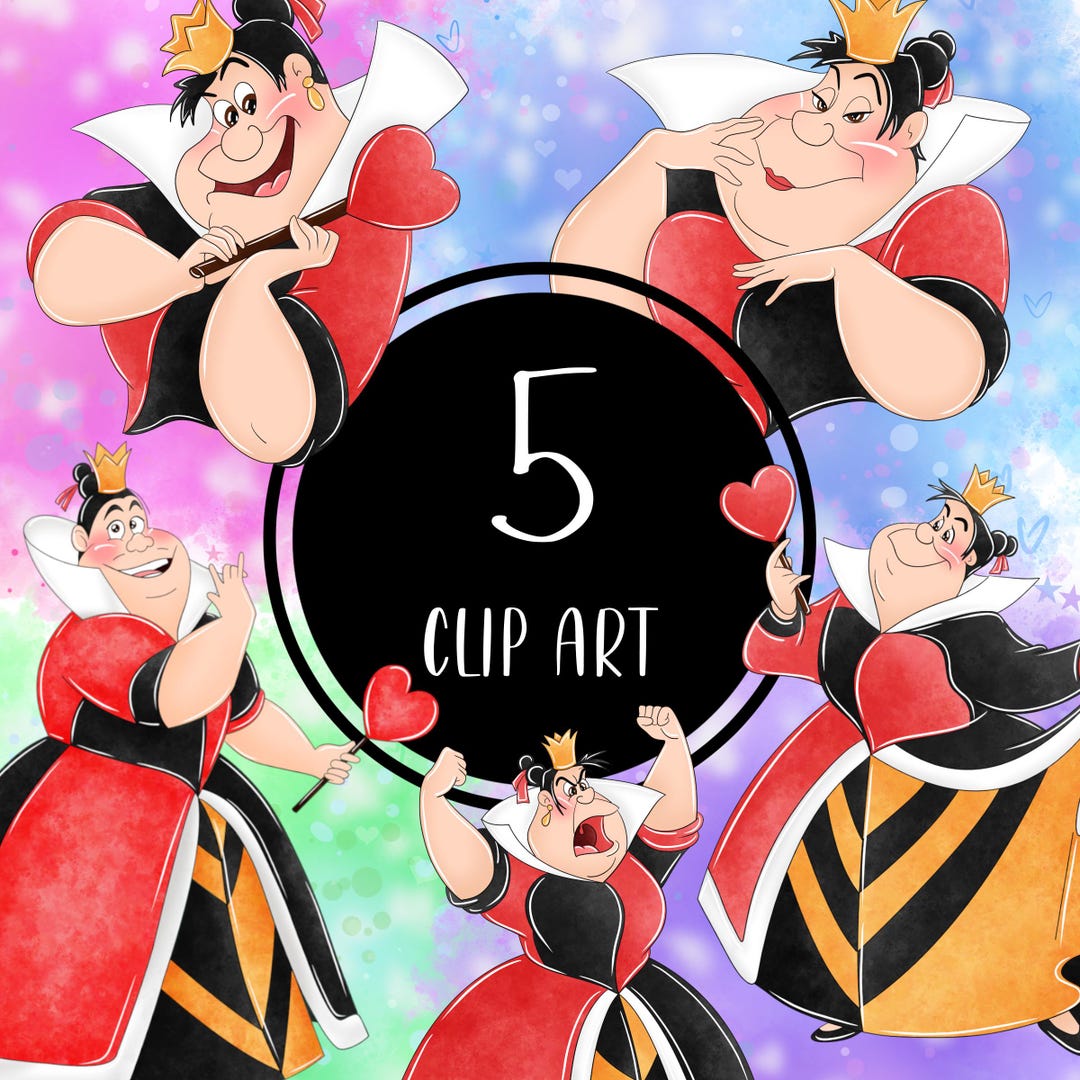 Set of Princess Villain Queen of Hearts Alice in Wonderland Clip Art ...