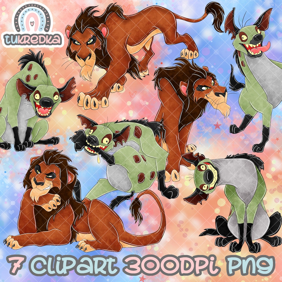 Set of the Lion King Scar Hyena Clip Art PNG, Cartoon Sublimation PNG ...