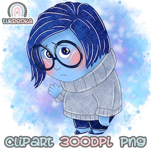 Imágenes prediseñadas de tristeza de adentro hacia afuera PNG, imágenes prediseñadas de dibujos animados dibujadas a mano PNG para sublimación