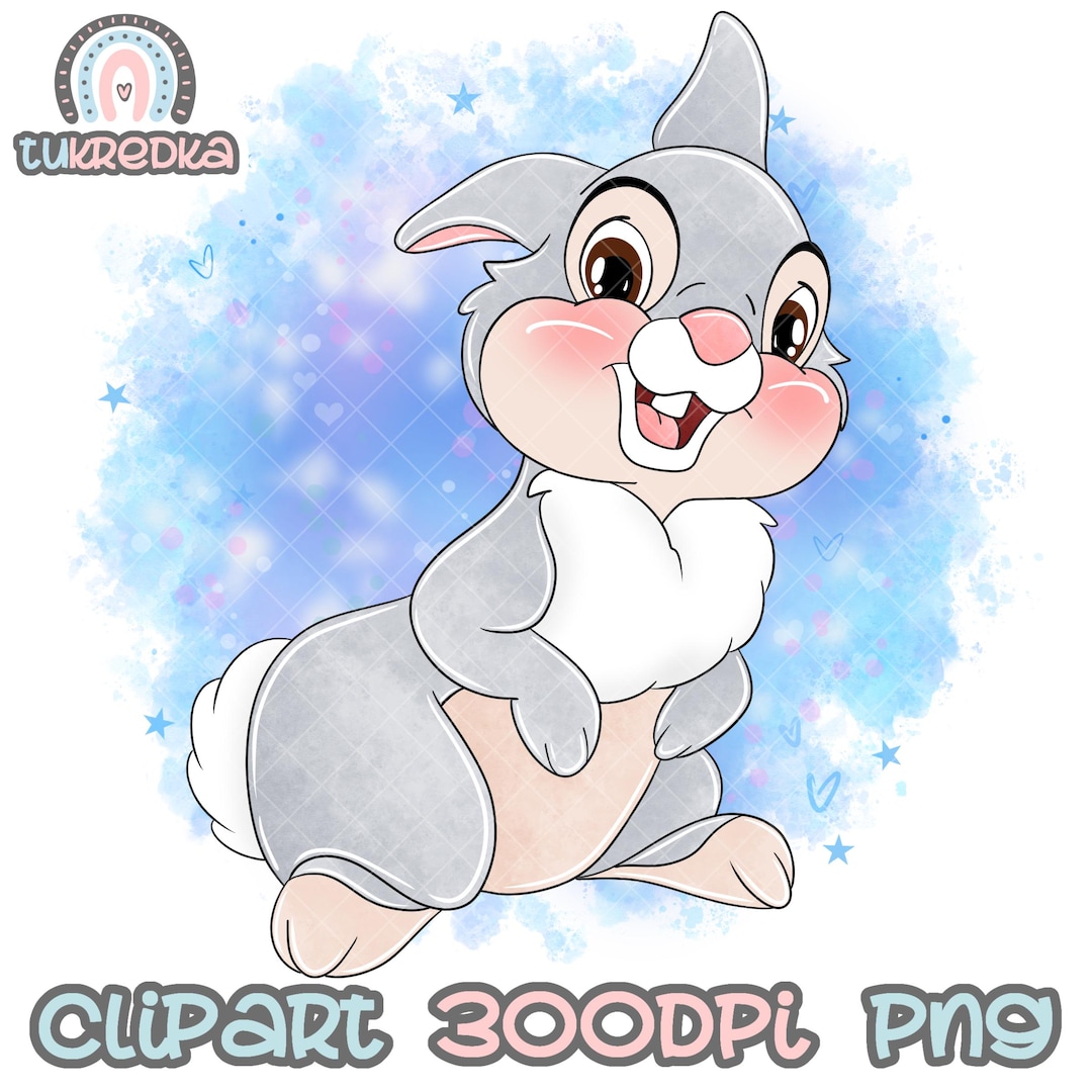 Thumper Rabbit Cute Clip Art PNG, Cartoon Bambi Clipart Sublimation PNG ...