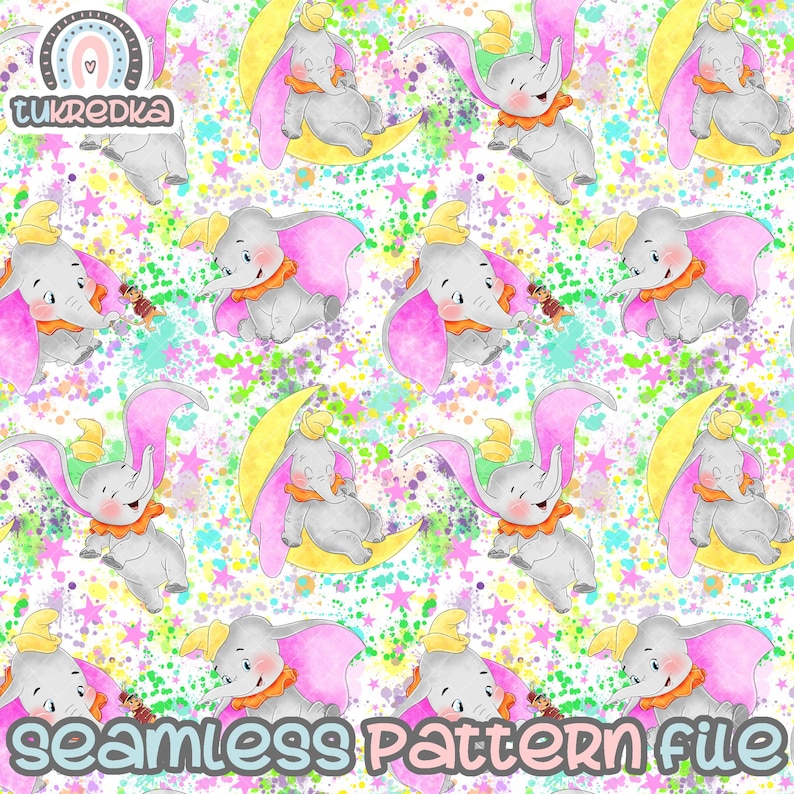 Dumbo Seamless Pattern, Digital Paper Background Download JPG - Etsy