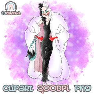101 Dalmatians Cruella De Vil Clip art PNG, Cartoon Clipart Sublimation PNG Cartoon Art for Scrapbooking & Crafts